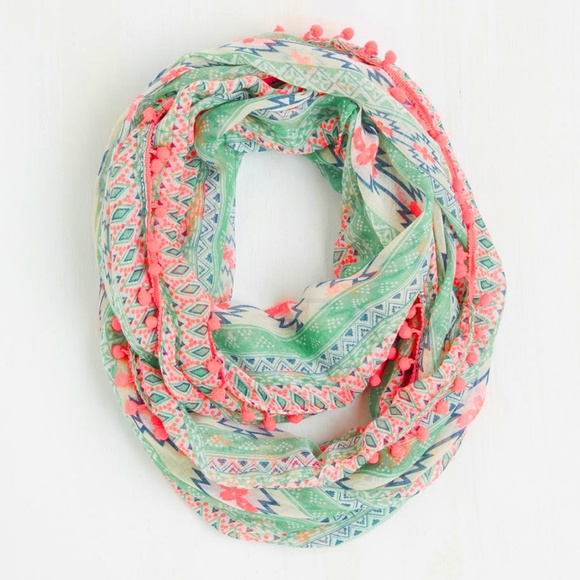 Modcloth Accessories - Pom-pom Aztec Infinity Scarf from Modcloth